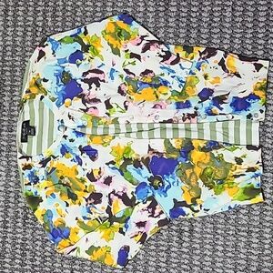 August Silk Petite M Cotton Cardigan‎ Floral Striped PM